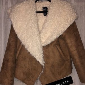 Buckle Faux Fur Coat